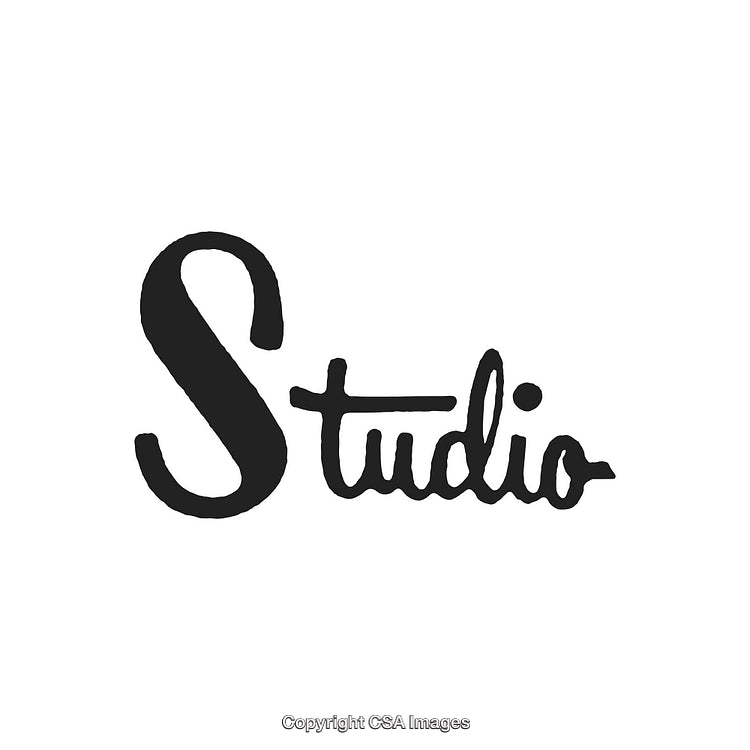 Stylized Handwritten Typography Featuring the Word Studio in Black and White