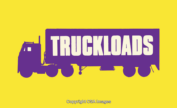 Purple Truck Illustration with Bold Typography on Yellow Background