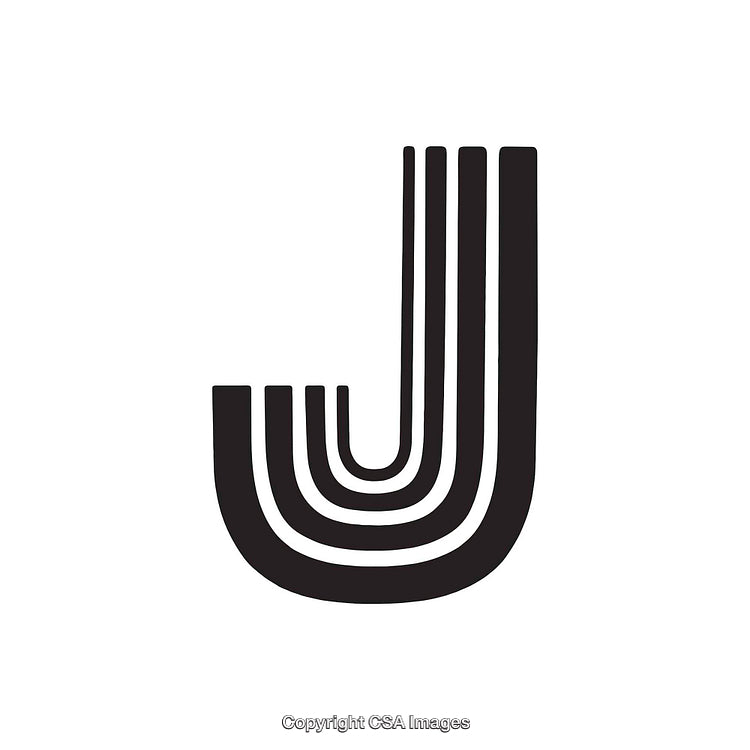 Stylized Black Letter J With Minimalist Design on White Background