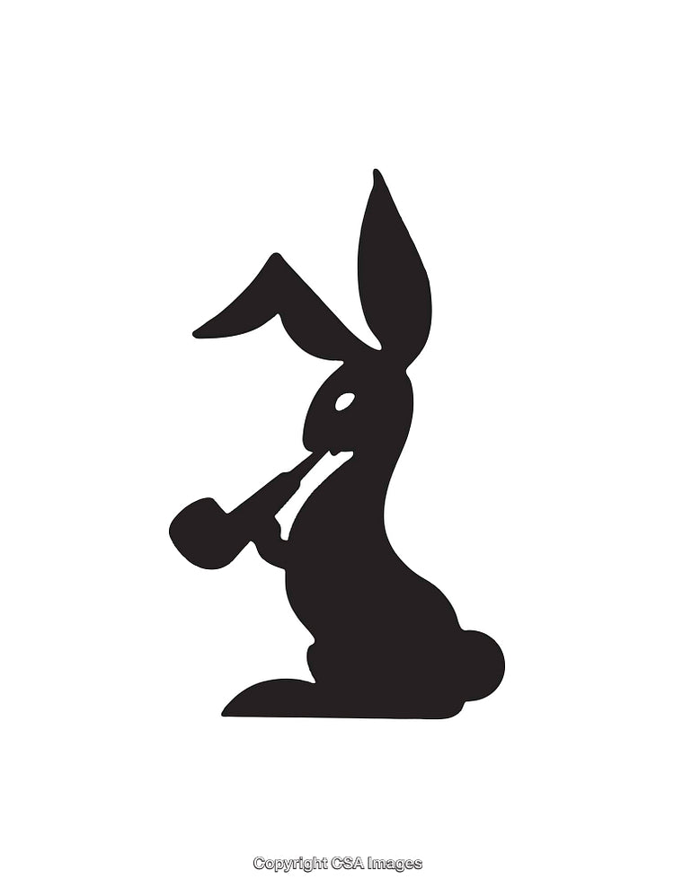 Silhouette of a Rabbit Smoking a Pipe in Artistic Design