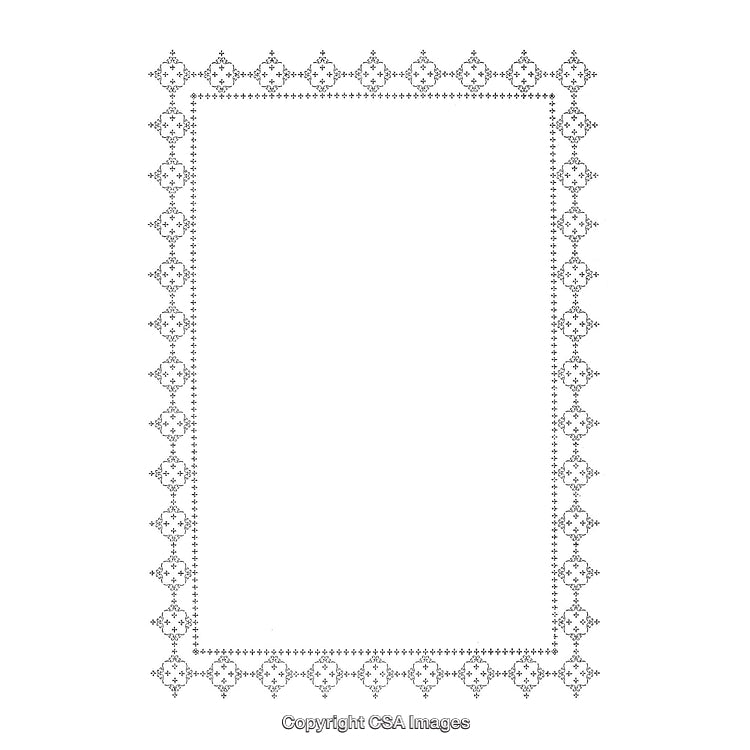Decorative Geometric Border Design in Black and White with Symmetrical Patterns
