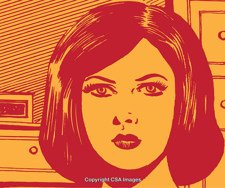 Retro Comic Style Illustration of a Woman’s Face in Bold Colors