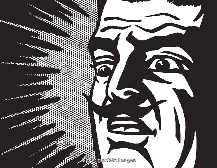 Retro Style Black and White Comic Expression Illustration