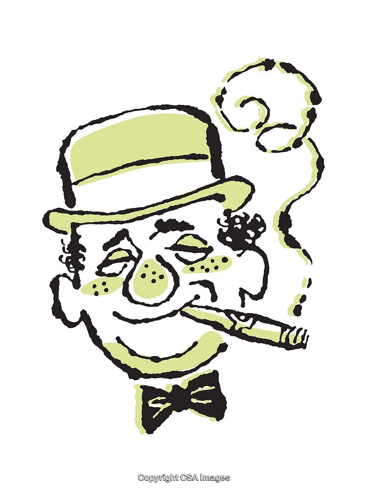 Retro Style Illustration of a Man Smoking a Cigar with Hat and Tie