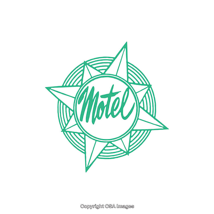 Retro-Style Motel Sign With Starburst Design and Vintage Lettering