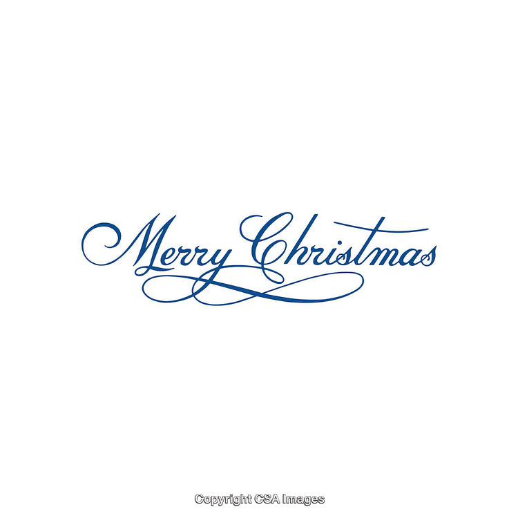 Elegant Blue Merry Christmas Text on White Background