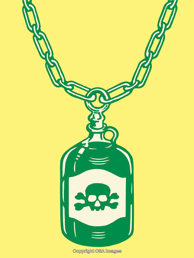 Skull and Crossbones Pendant with Chain on Vibrant Yellow Background