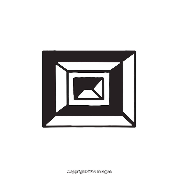 Abstract Geometric Greek-Inspired Symbol for Theta with Bold Black and White Lines