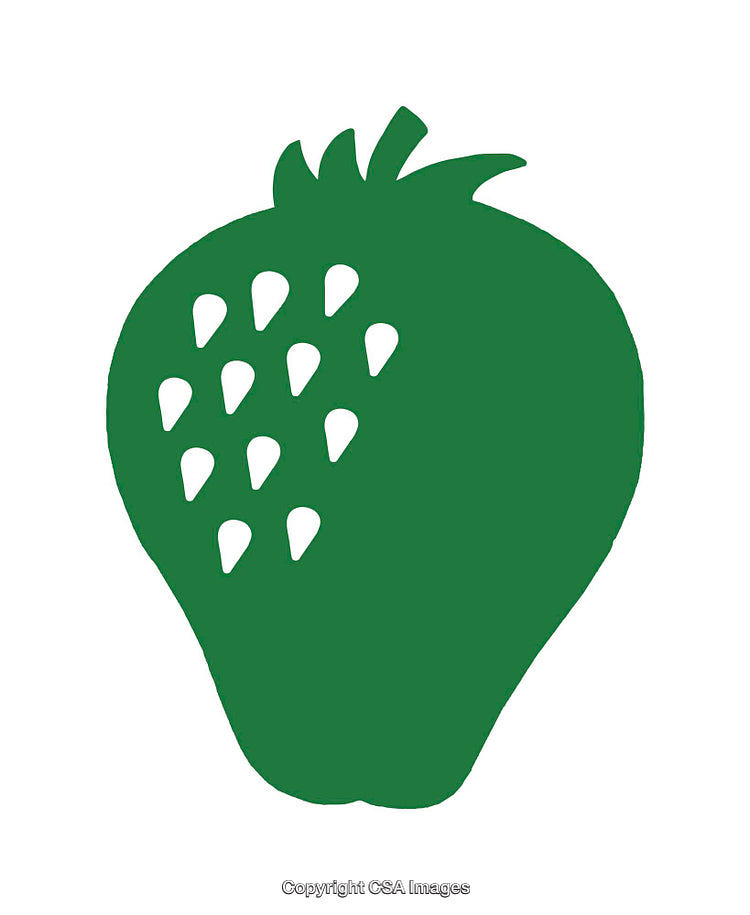 Green Strawberry Icon with Minimalist Design and White Background