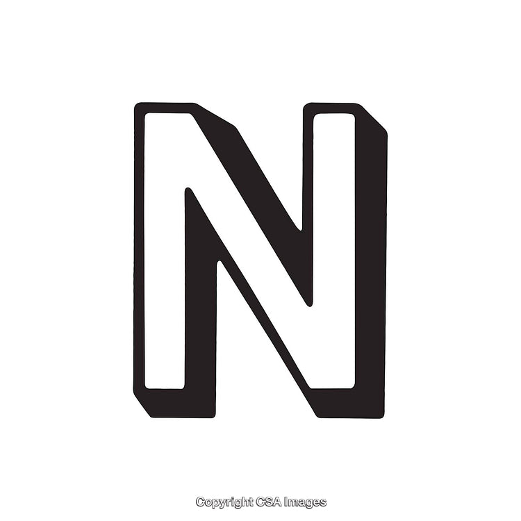 Bold Monochrome Illustration of the Letter N in Crisp Design