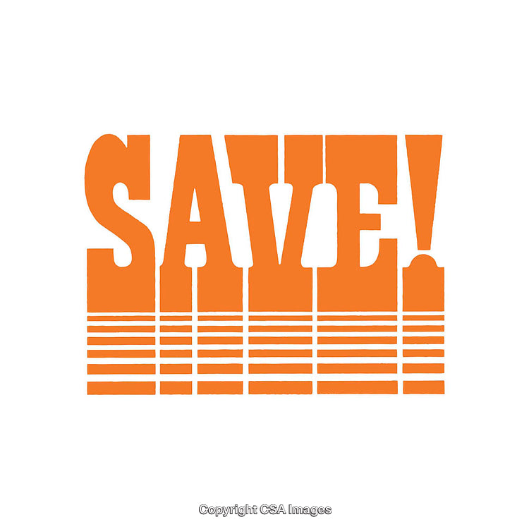 Bright Orange Text Design Emphasizing Save Concept on White Background