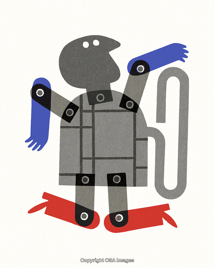 Abstract Illustration of a Stylized Figure With Geometric Design Elements