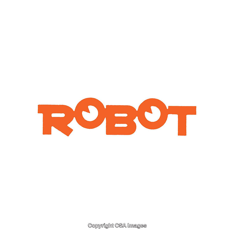 Orange ROBOT Text on a Clean White Background with Abstract Styling