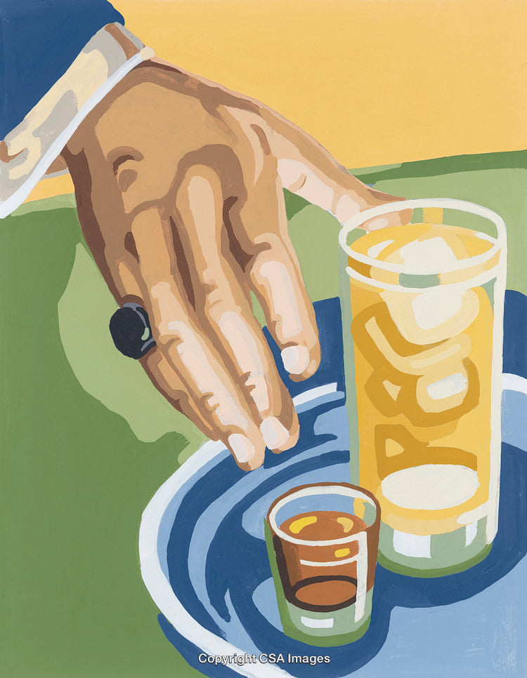 Stylized Hand Reaching for Drink on Vibrant Table Setting