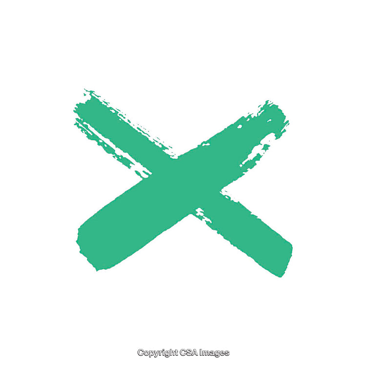 Painted Green Brushstroke X Mark on White Background