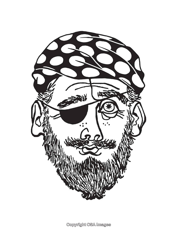 Illustration of a Bearded Pirate with a Polka-Dot Bandana