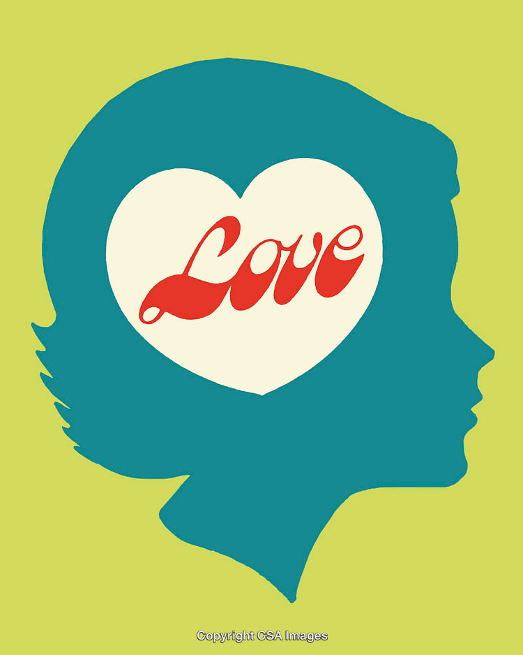 Silhouette of a Person with Love and Heart Symbol Inside