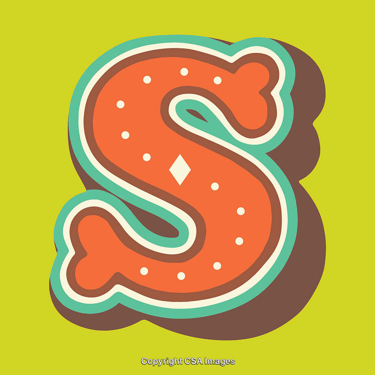 Decorative Illustration of the Letter S Featuring Bright Colors and Patterns