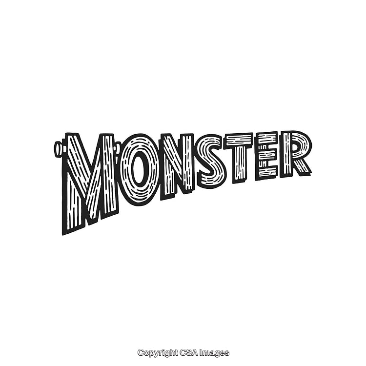 Retro-Style Text Illustration Featuring the Word 'Monster' in Bold Typography