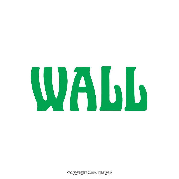 Bold Green Typography Displaying the Word Wall on a White Background