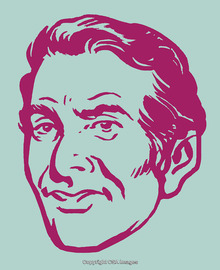 Stylized Pop Art Illustration of a Man's Expressive Face on Blue Background