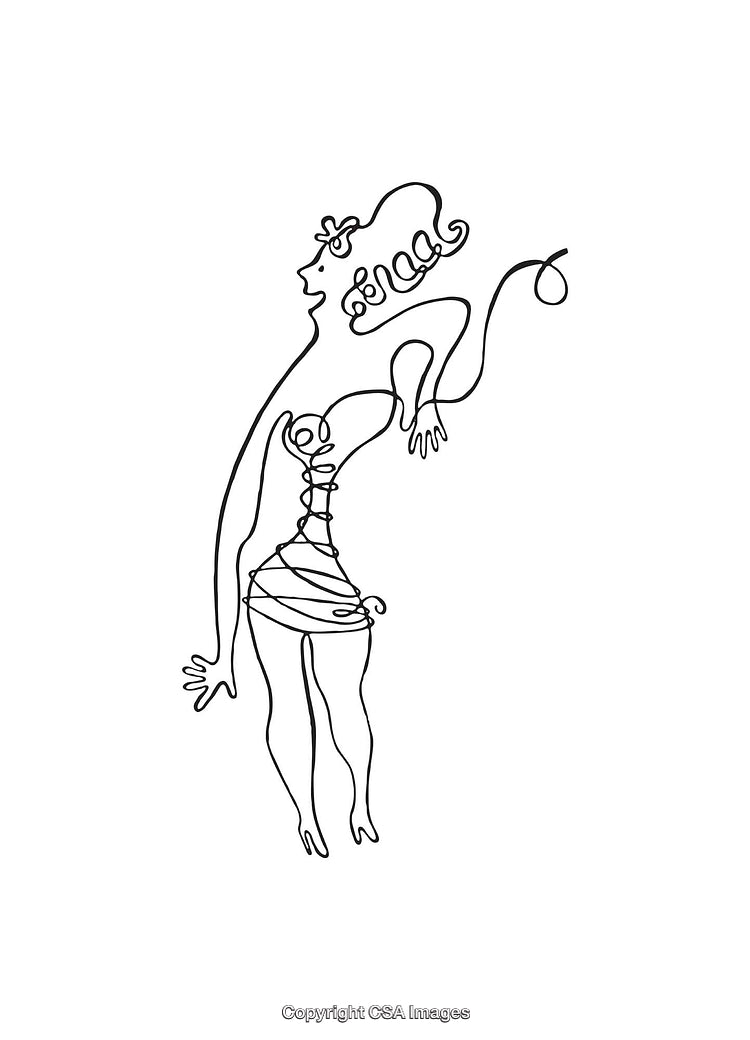 Abstract Line Art of Feminine Figure in Minimalist Style