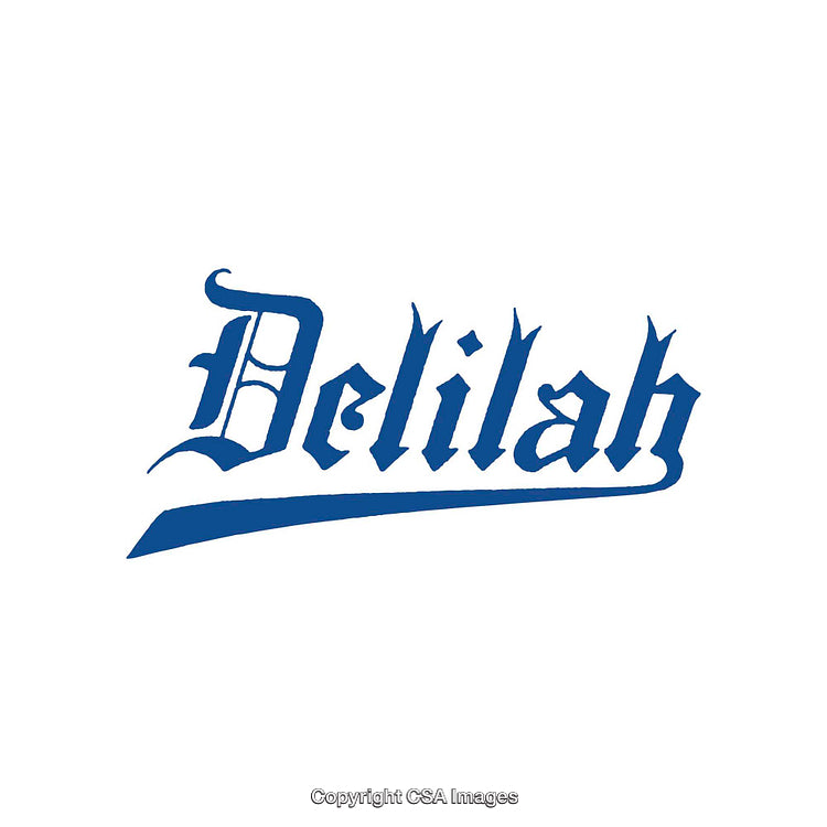 Elegant Script Design of the Word 'Delilah' in Blue Typography