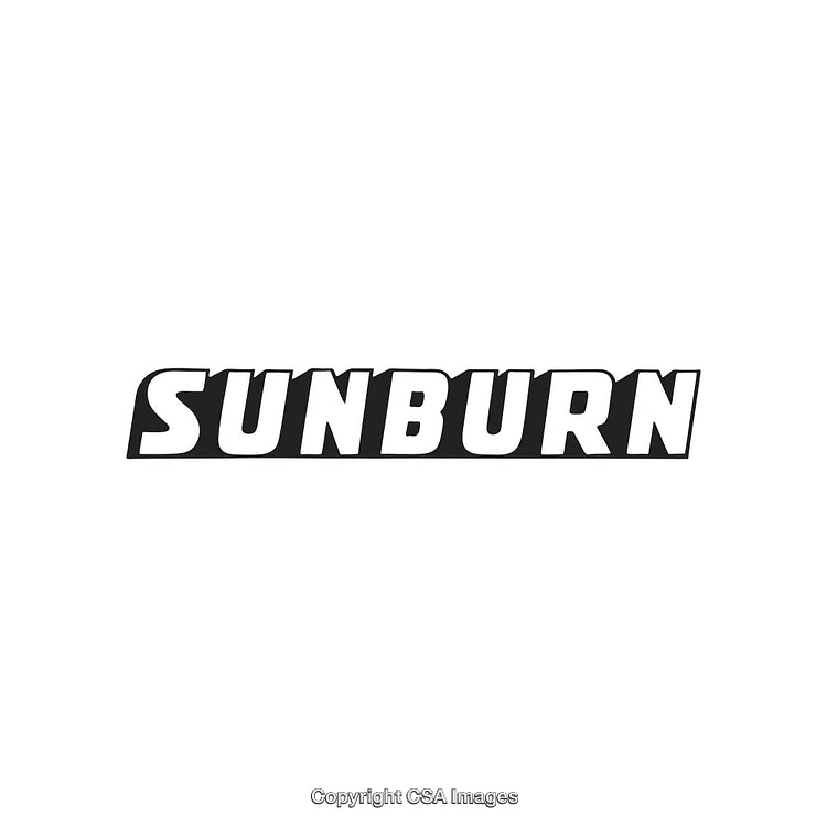 Bold Sunburn Logo Design in Black and White Letters on White Background