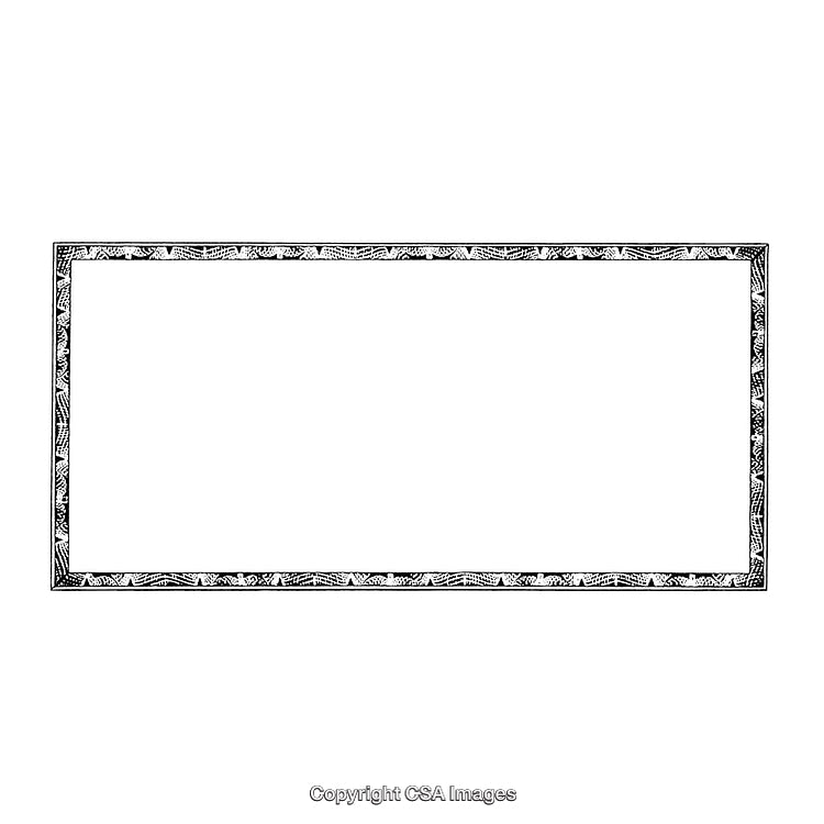 Detailed Ornamental Black-and-White Border Rectangular Frame Artwork Illustration