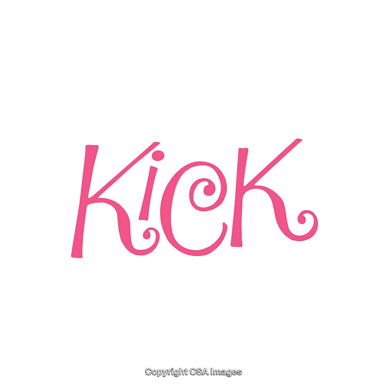 Pink Stylish Typography of the Word 'Kick' on a White Background