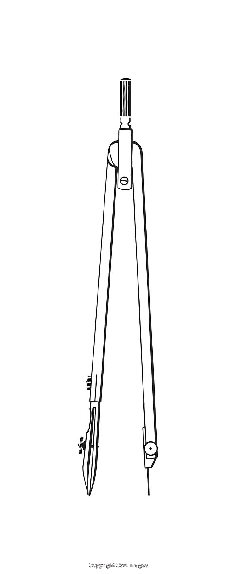 Black and White Line Art of a Compass Drawing Instrument