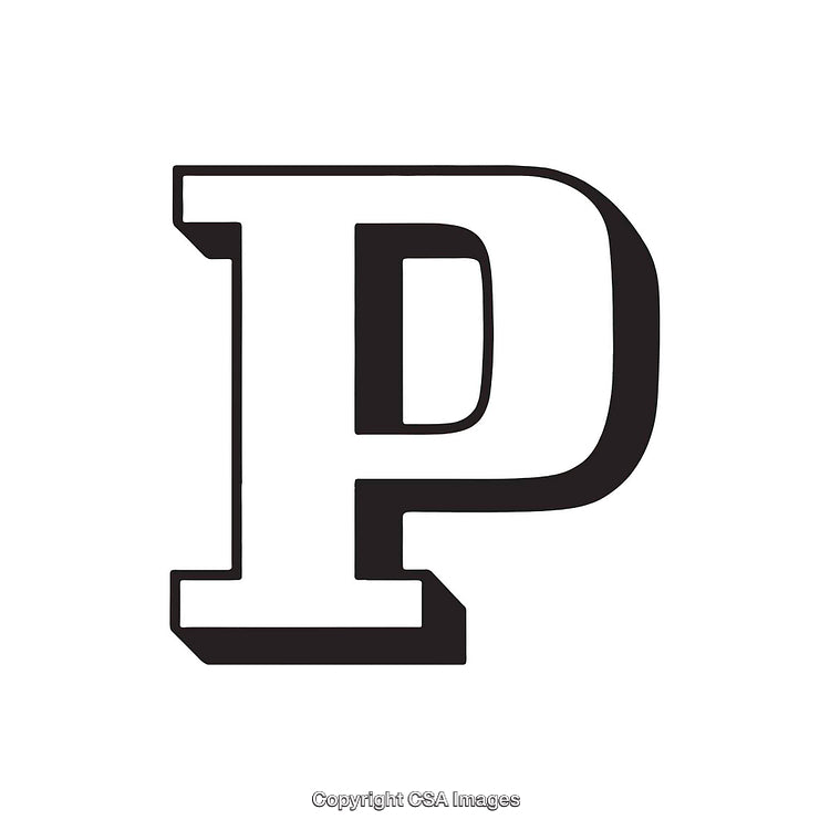Bold Black and White Letter P in Vintage Typography Style