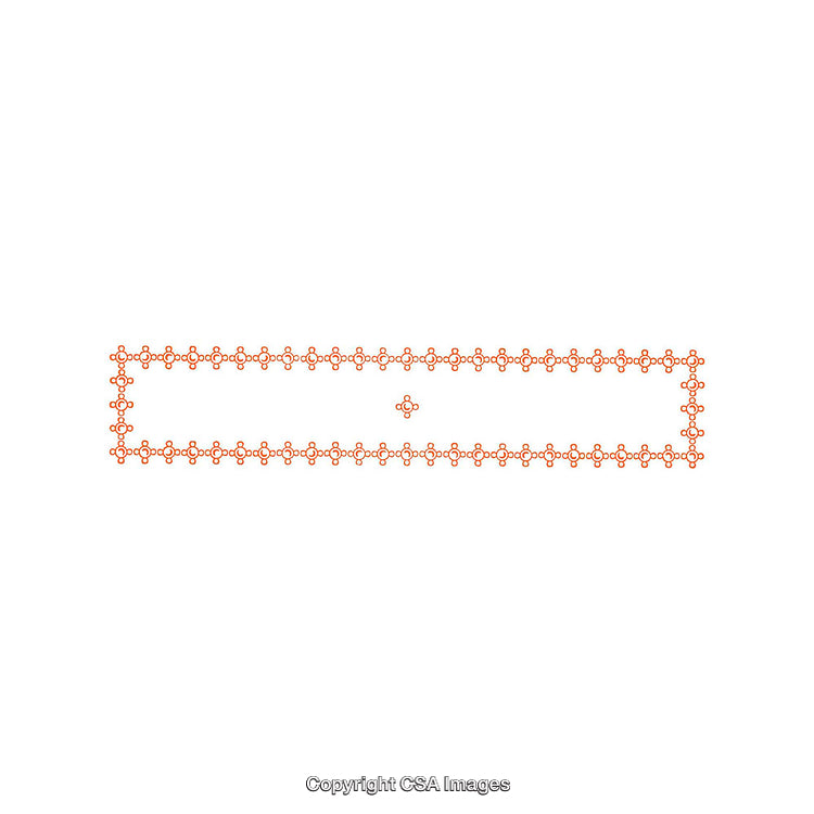 Abstract Orange Geometric Border with Intricate Pattern on White Background