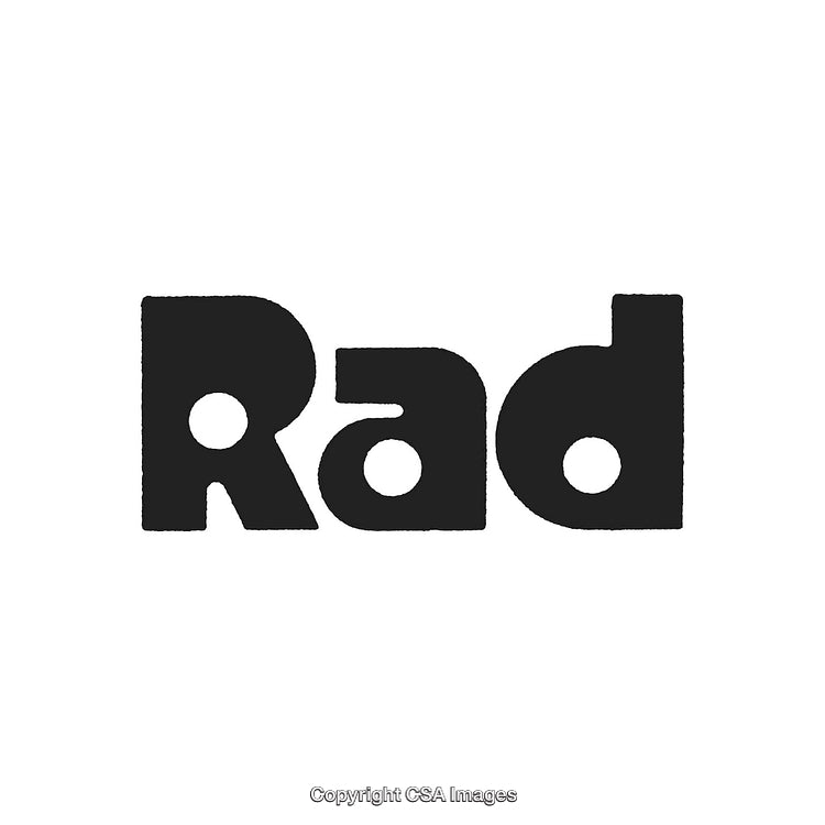 Bold Black Typography Design Featuring the Word 'Rad' on White Background