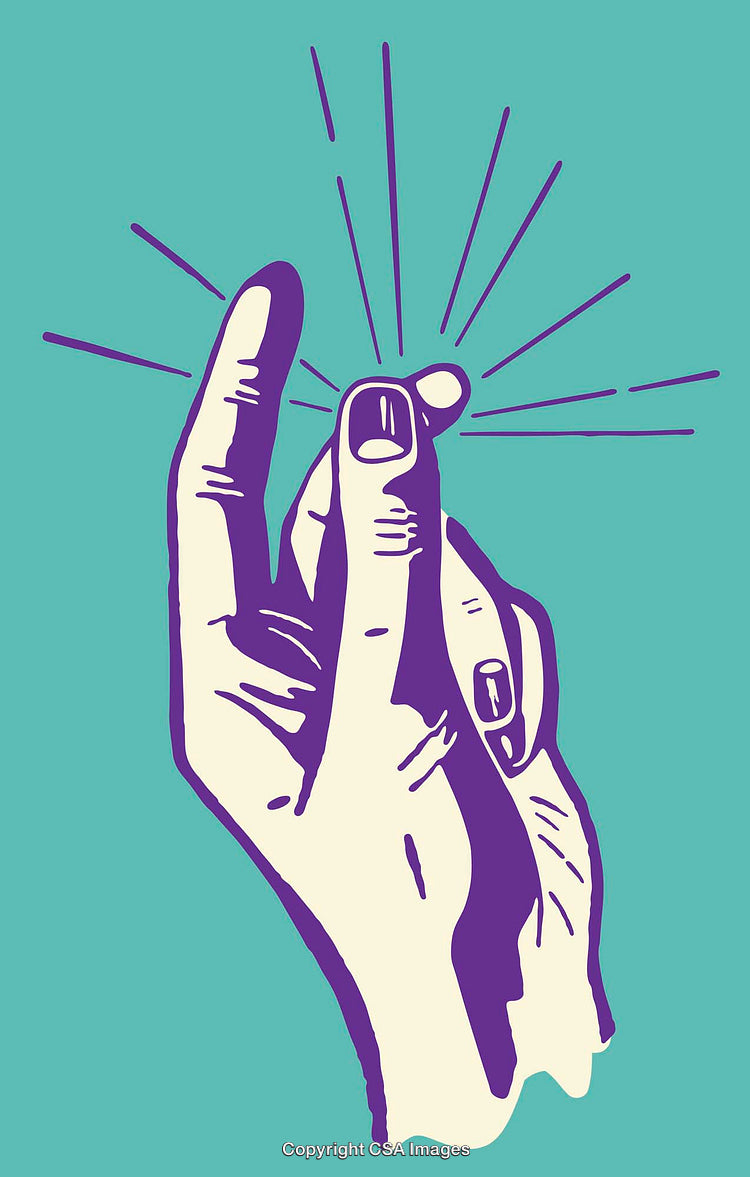 Colorful Line Art Illustration of a Snap Gesture With Radiating Lines