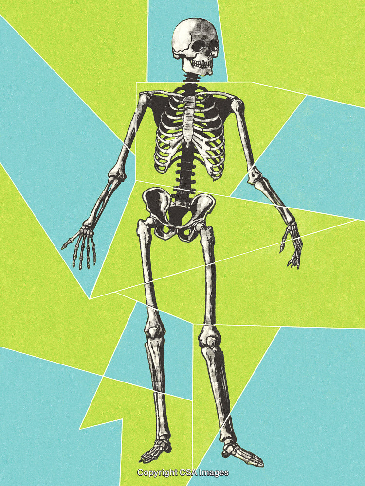 Abstract Illustration of Human Skeleton With Geometric Background
