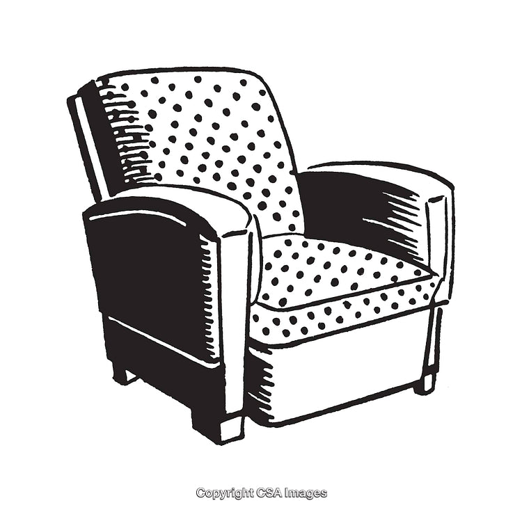Black and White Polka Dot Armchair Illustration
