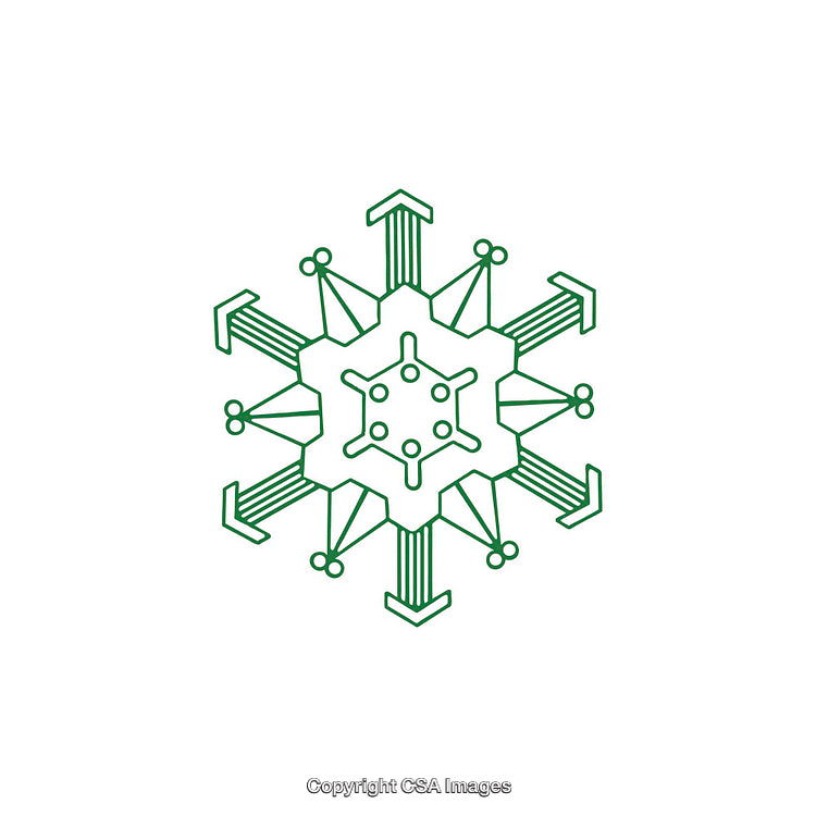 Intricate Green Geometric Snowflake Design Illustration for Decorative Purposes