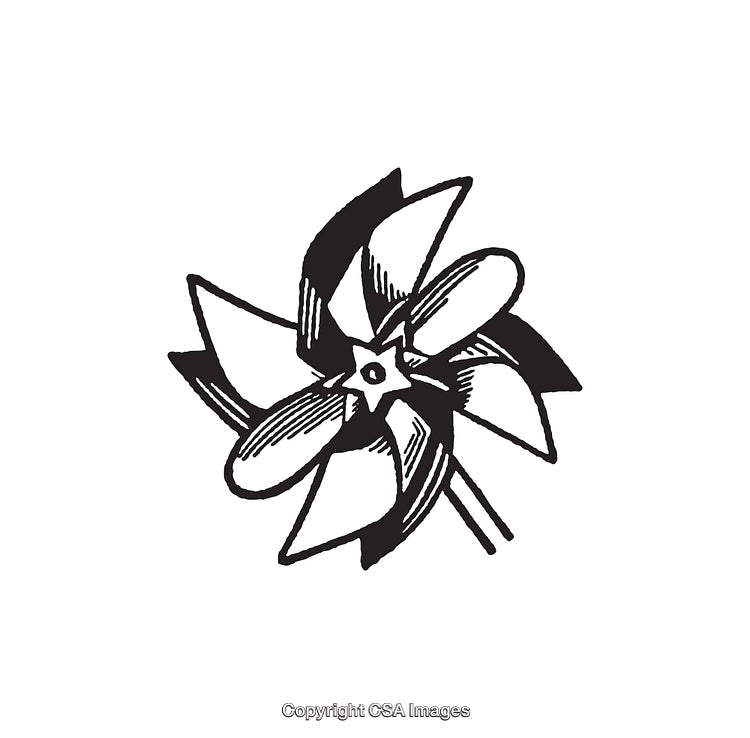 Black and White Line Art of a Pinwheel Illustration