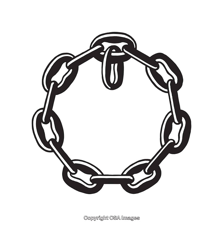Circular Chain Link Design in Black and White Line Art Style