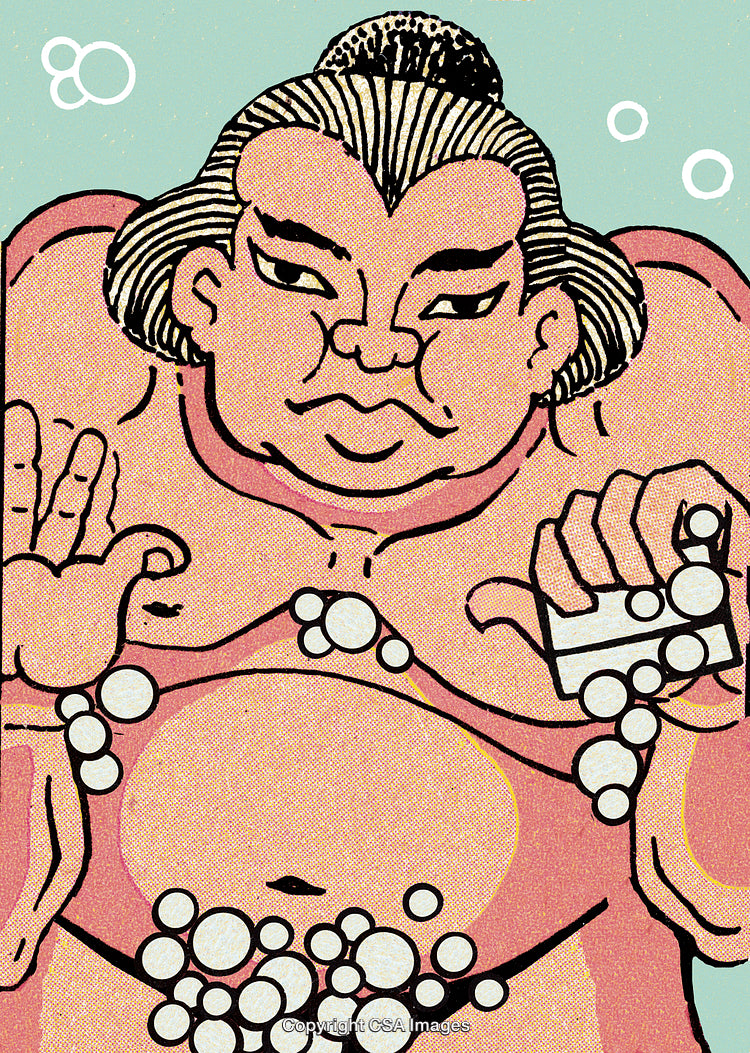 Vintage Style Illustration of a Character in a Foam Bath
