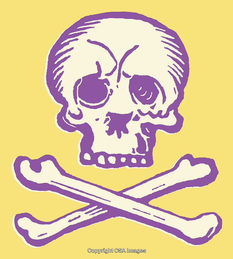 Bold Skull and Crossbones Design in Unique Color Combination