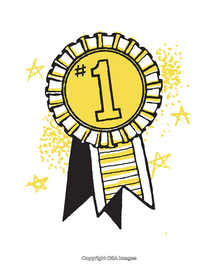 Number One Ribbon Illustration with Vibrant Yellow and Black Design