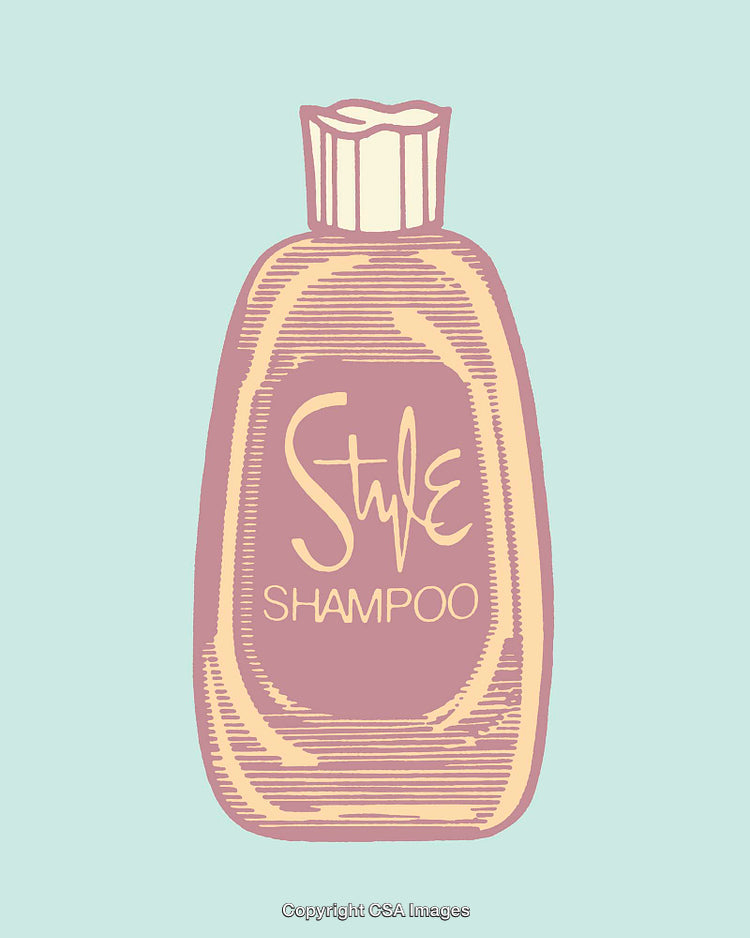 Stylized Line Art Bottle of Shampoo in Pastel Hues