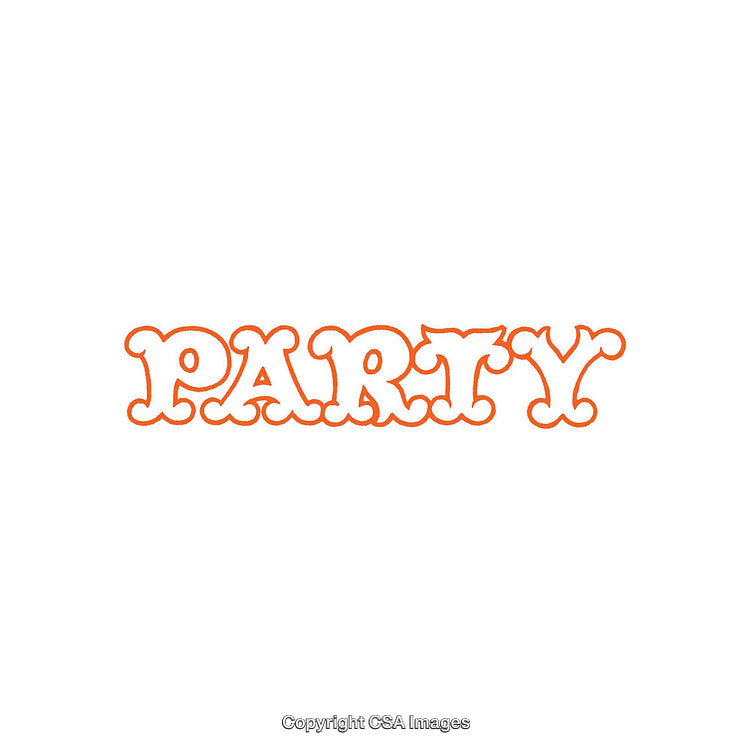 Colorful Fun Party Text Design With Playful Font and Orange Details