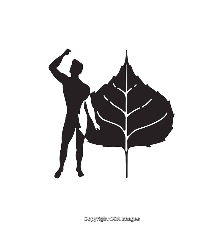 Silhouette of a Human Figure with Large Leaf Icon