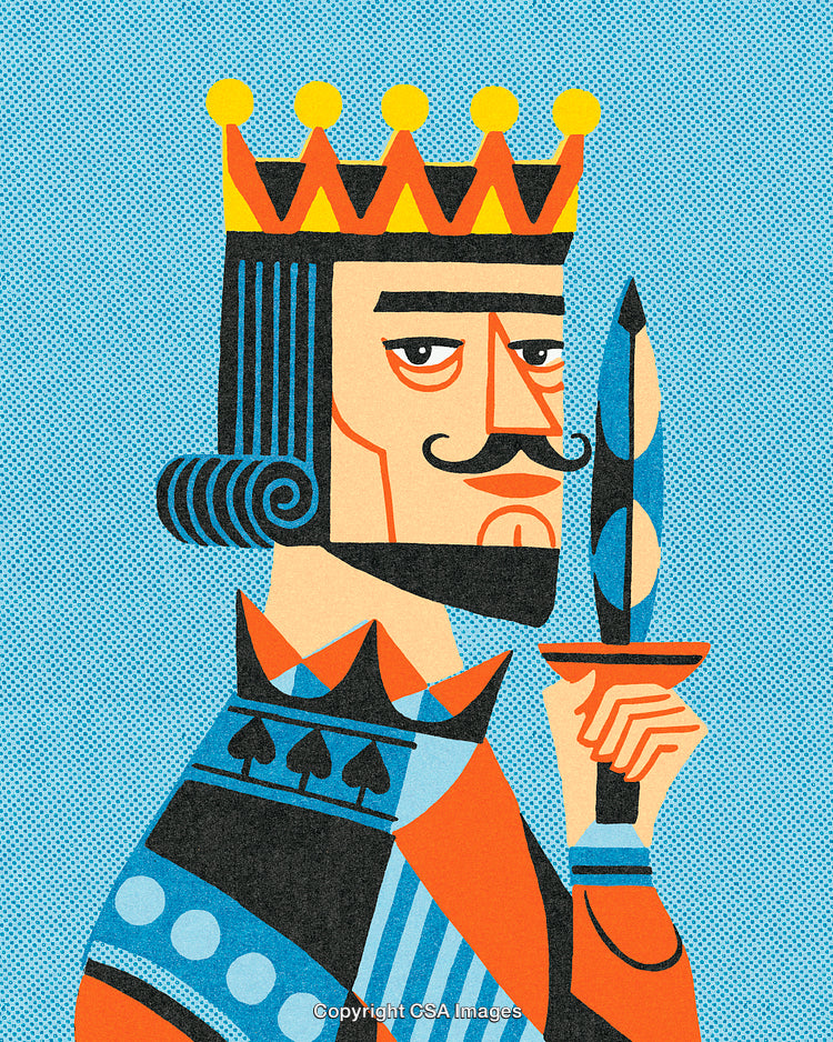 Stylized Playing Card King Illustration in Retro Pop Art Design