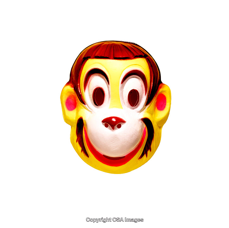 Colorful Plastic Monkey Mask with Bright Yellow and Red Features