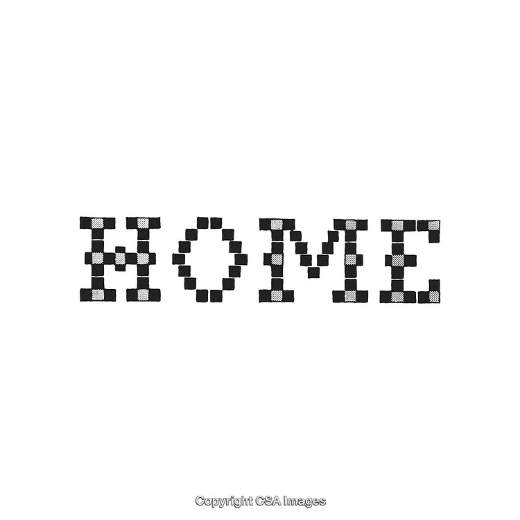 Home Text Created Using a Checkerboard Black and White Pattern Design