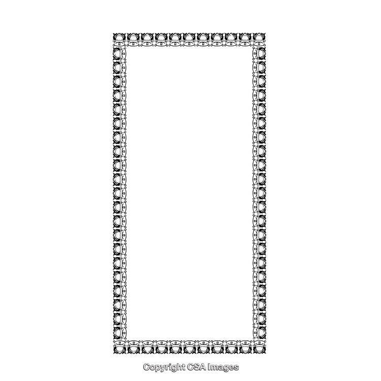 Intricate Black and White Decorative Border Design on a White Background
